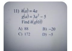 Hla) = 40 gla) = 3a? - 5 Find h(g(0)-example-1