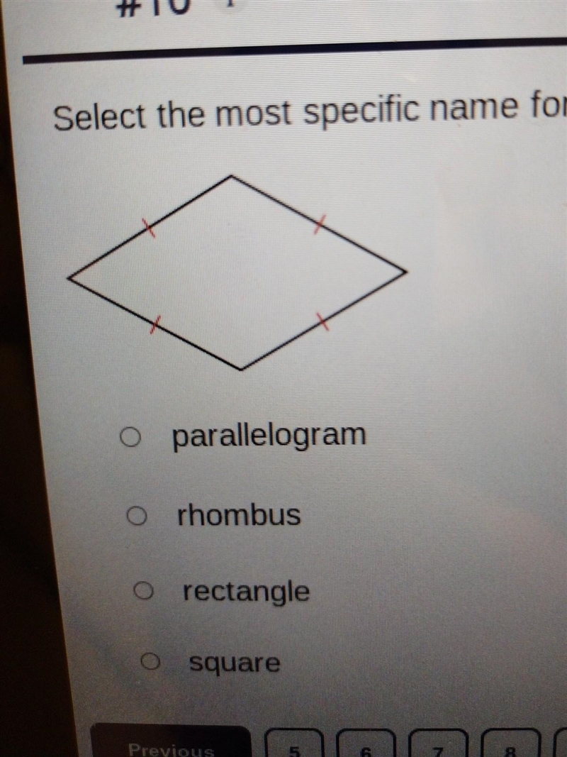 Select the most specific name for the quadrilateral shown​-example-1