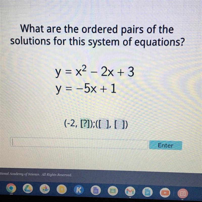 What are the ordered pairs of the solutions for this system of equations?-example-1