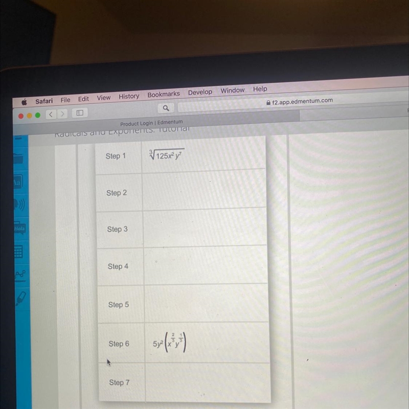 Complete the step-by-step simplification process using rational exponent properties-example-1