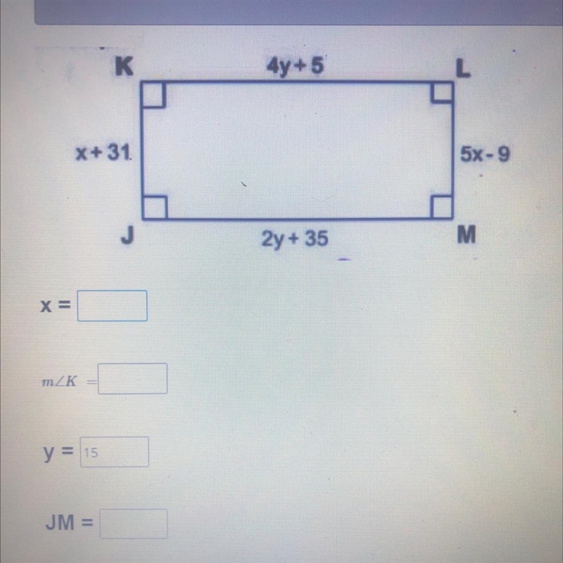 JKLM is a triangle. Find the measure of m-example-1