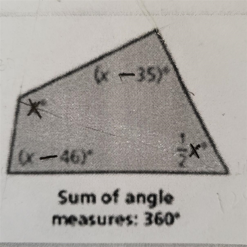 Find x. Sum of angle measures: 360​-example-1