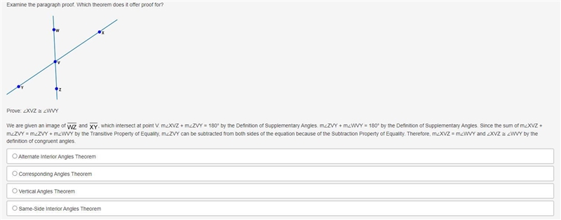 Examine the paragraph proof. Which theorem does it offer proof for?-example-1