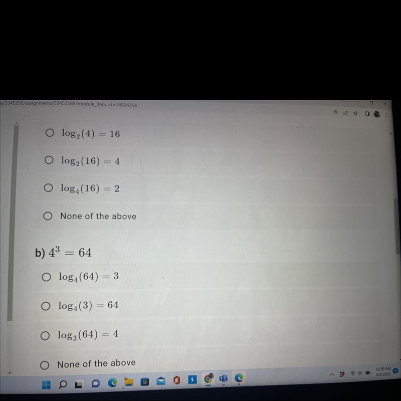 Convert each equation into its equivalent logarithmic forma)2^4 = 16-example-1