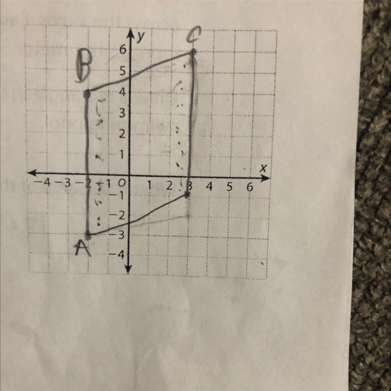 Points A(-2,-3),B(-2,4),and C(3,6) are three vertices of parallelogram ABCD. Opposite-example-1