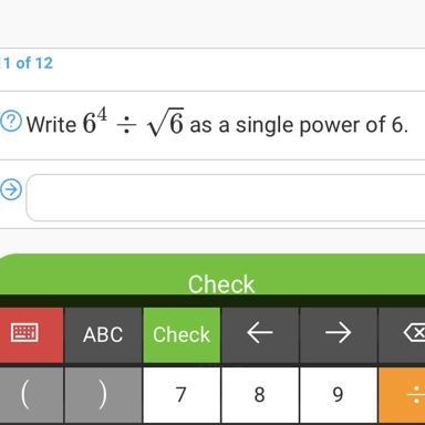 Write ____ as a single power of 6-example-1