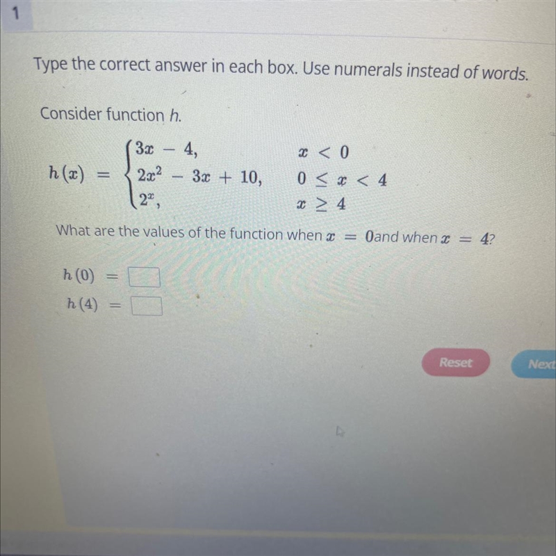 Type the correct answer in each box. Use numerals instead of words.Consider function-example-1