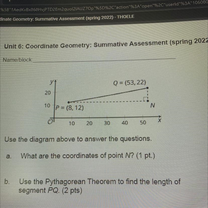 Use the diagram above to answer the questions. a. What are the coordinates of point-example-1