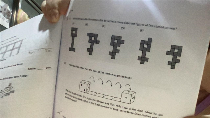 Which key would it be impossible to cut into three different figures of five shaded-example-1