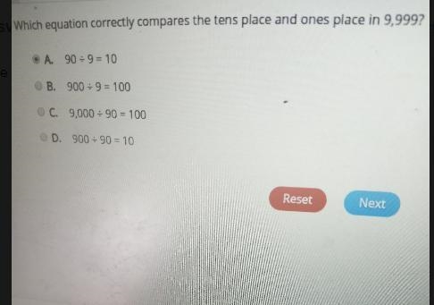 Which equation correctly compares the tens place and ones place in 9,999-example-1