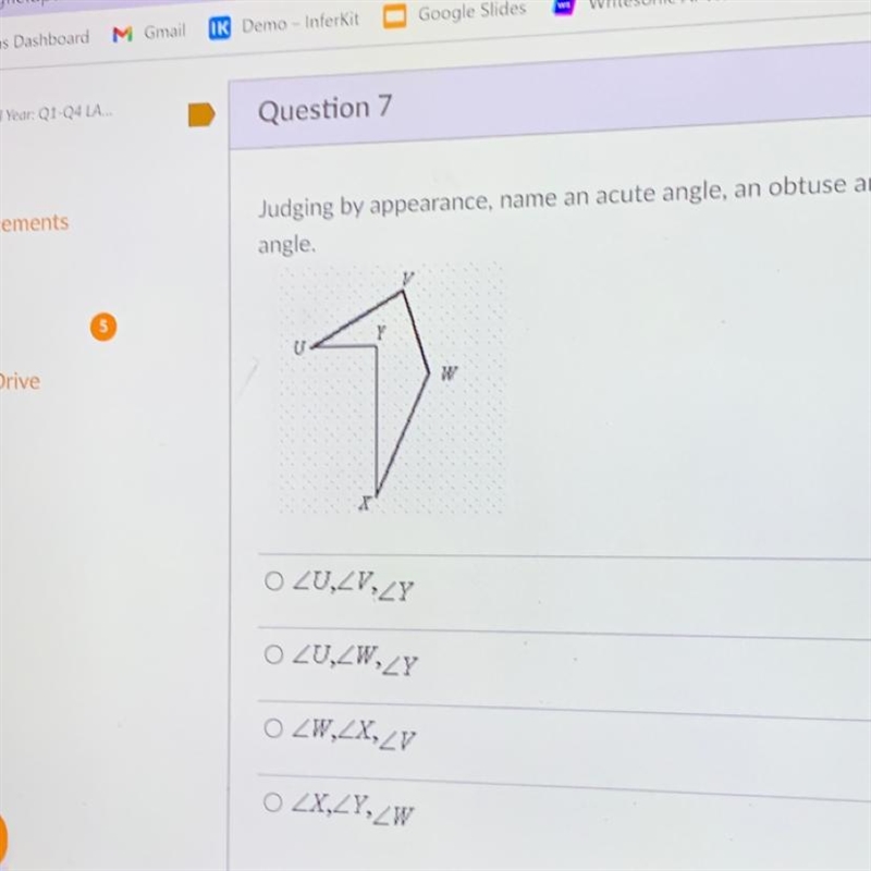 Judging by the appearance, name a acute angle, an obtuse angle, and a right angle-example-1