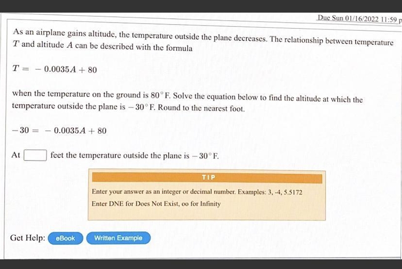 As an airplane gains altitude, the temperature outside the plane decreases. The relationship-example-1