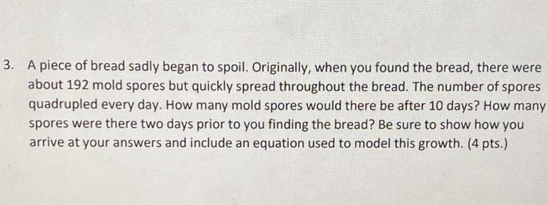 how many mold spores would there be after 10 days? How many spores were there two-example-1