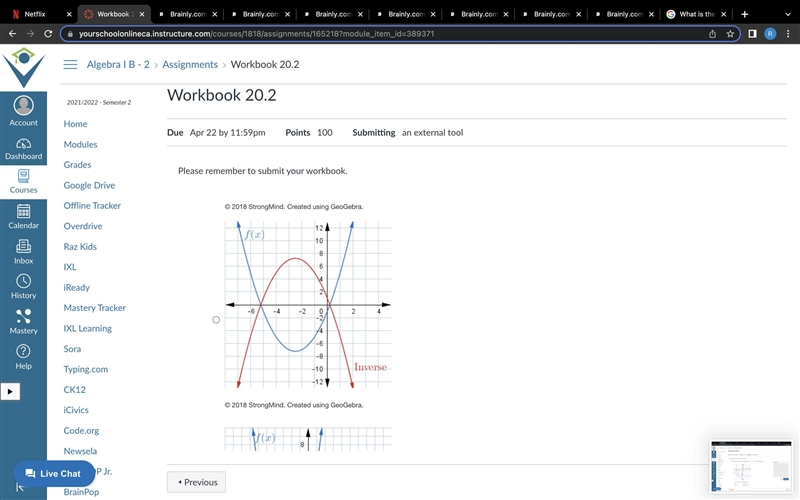 Which answer correctly shows the graph of f(x)=x2+5x−1 and its inverse relation?-example-2