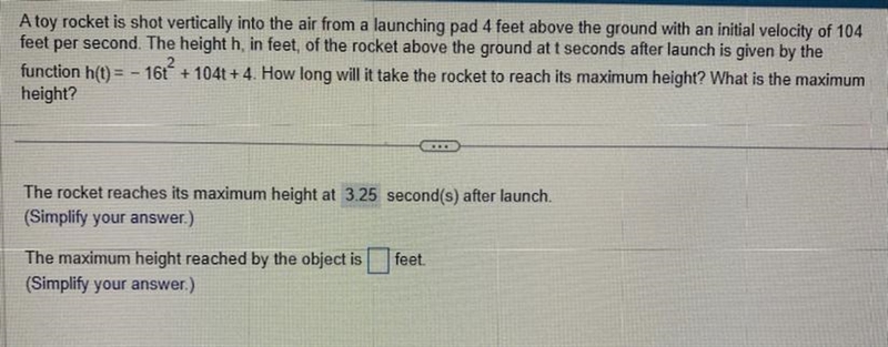 The maximum height reached by the object is _____ feet-example-1