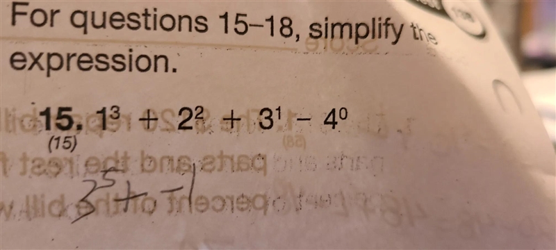 2 For questions 15-18, simplify the expression. (15) 15. 13 + 2 + 31 - 40 1 3 커 ooo-example-1