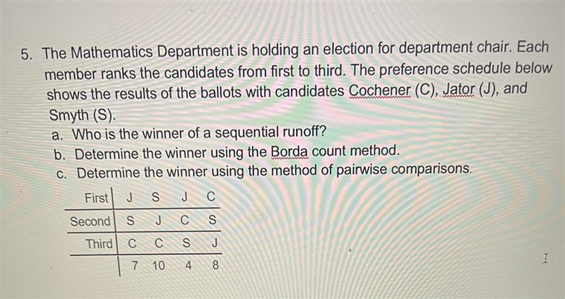 Mathematics department is holding an election for department chair… rest of question-example-1