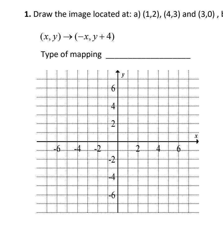 Draw the image located at (1,2), (4,3), and (3,0) then for the following mappings-example-1