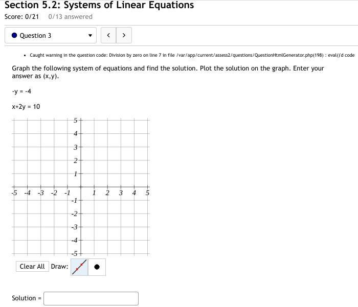 Section 5.2-3.Graph the following system of equations and find the solution. Plot-example-1