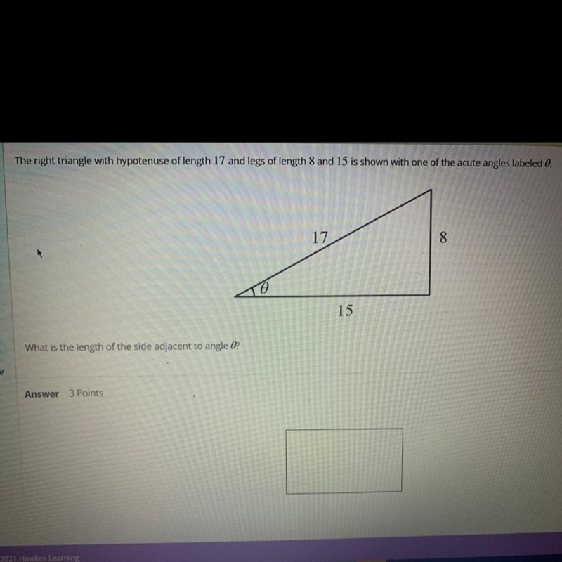 What is the length of the side adjacent to angle 0?-example-1