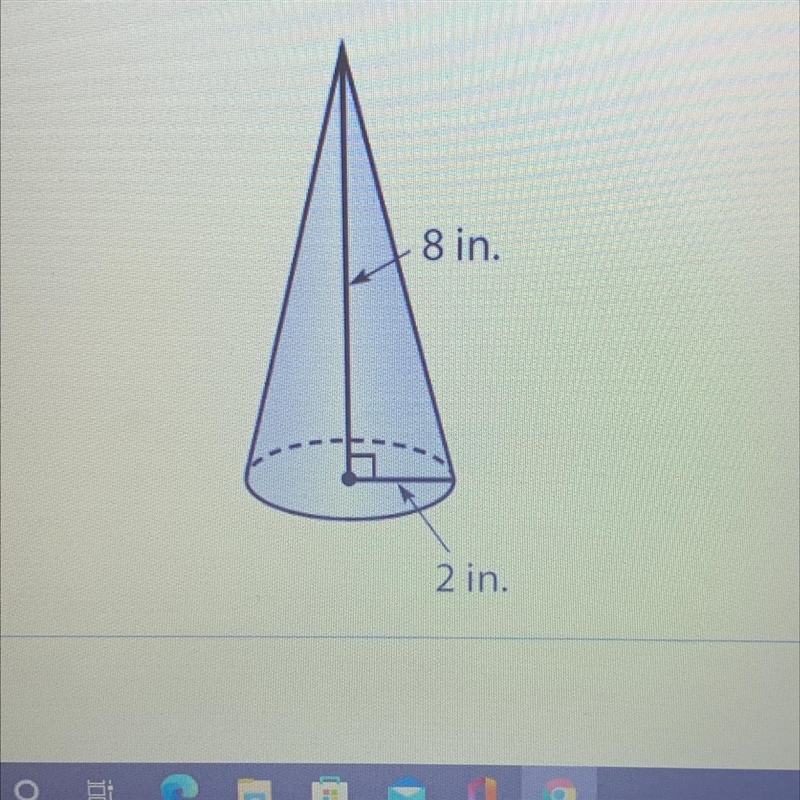 what is the volume of this cone? use 3.14 for pi in round your answer to the nearest-example-1