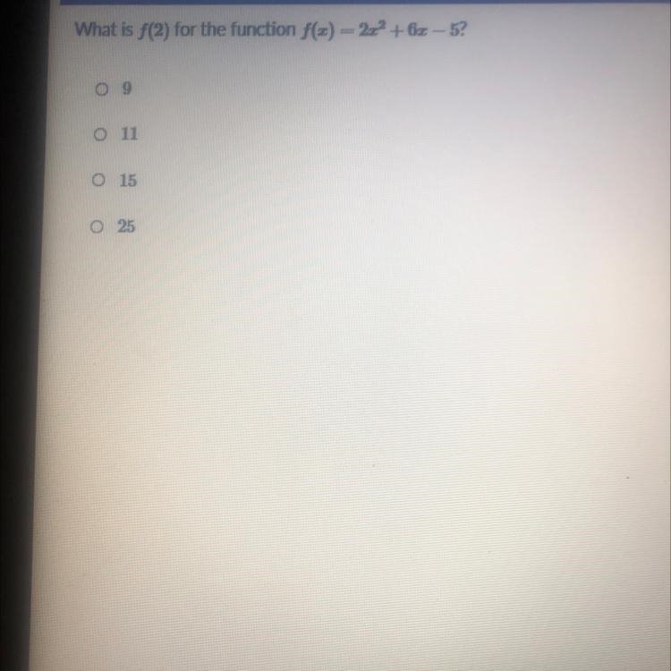 What is f(2) for the function f(x) = 2x^2 + 6x – 5?-example-1