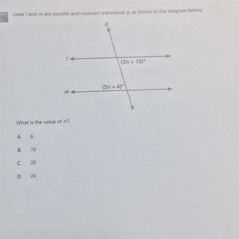 Lines l and m are parallel and intersect transversal p, as shown in the diagram below-example-1