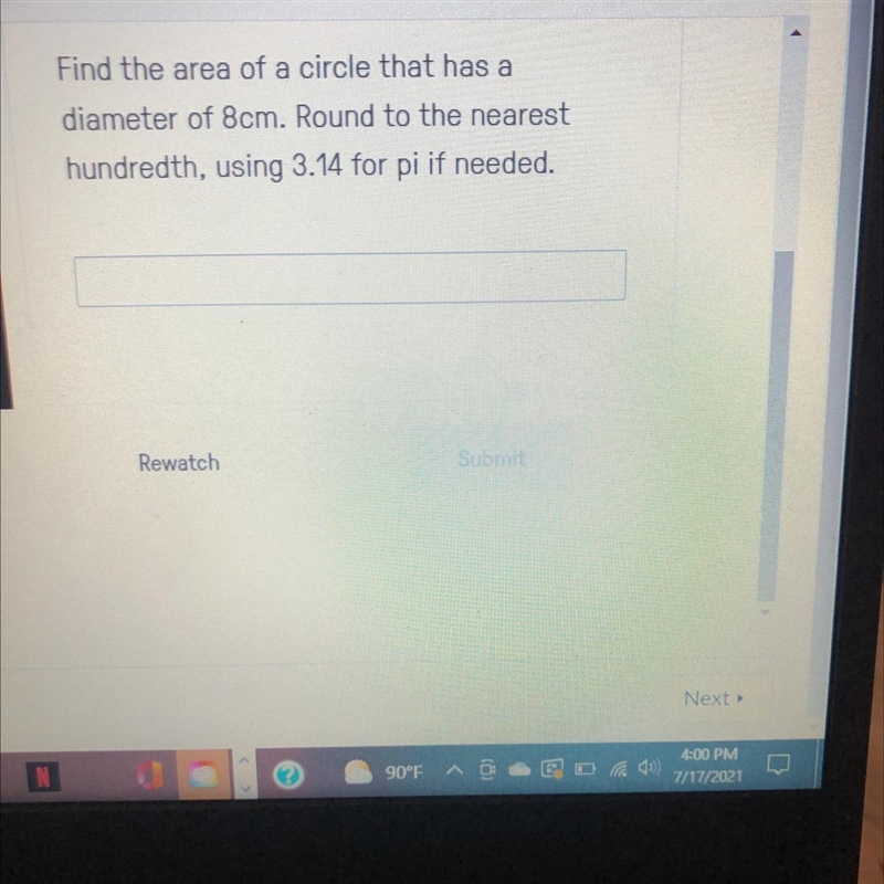 QUESTION IS STATED IN PICTURE DONT FORGET TO ROUND TO THE NEAREST HUNDRETH. USE 3.14 pi-example-1