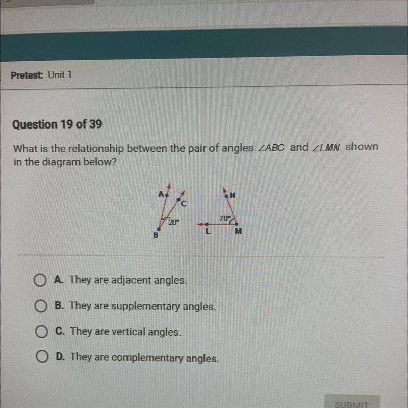 What is the relationship between the pair of angles ZABC and ZLMN shown in the diagram-example-1