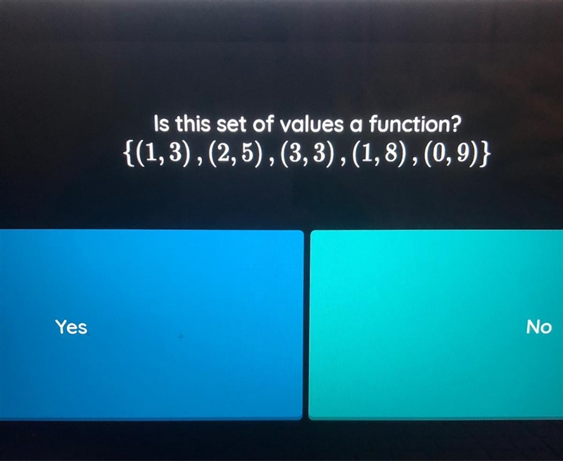 Is this set of values a function? Yes or No-example-1