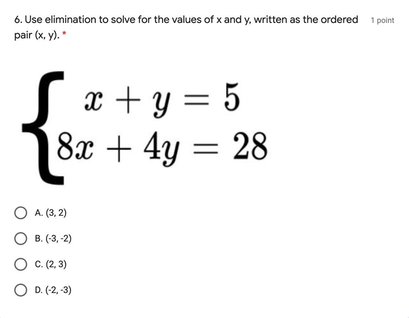 Use elimination to solve for the values of x and y, written as the ordered pair (x-example-1