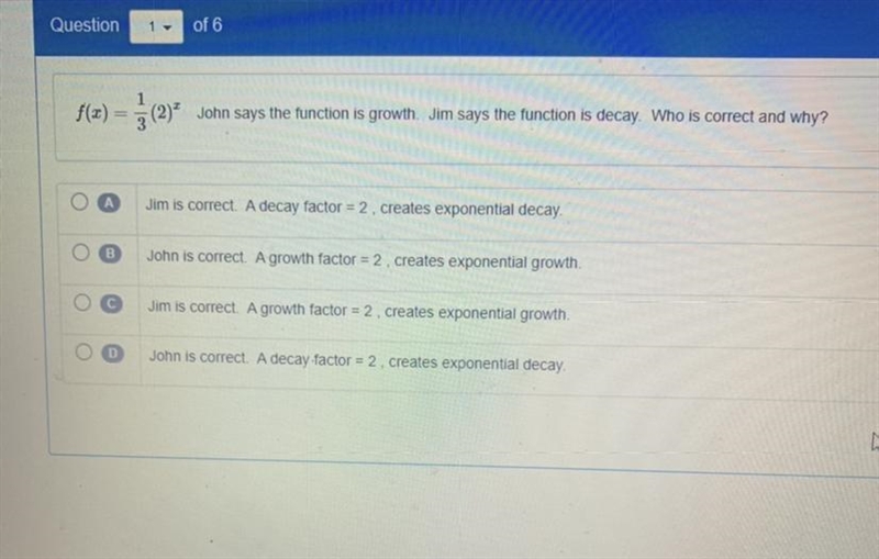 (2) - $(2John says the function is growth. Jim says the function is decay. Who is-example-1