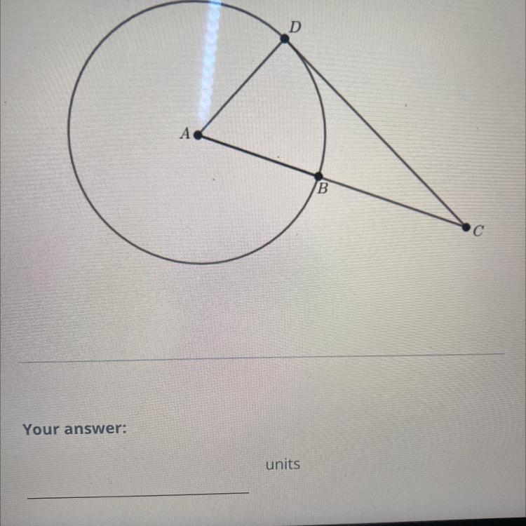 =If CD is tangent to the circle, AB = 1.40 and BC=1.90, what is thelength of CD?-example-1