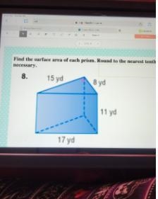 Find the surface area of each prism. Round to the nearest tenth if necessary. 8. 15 yd-example-1