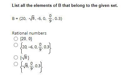 List all the elements of B that belong to the given set.Rational numbers-example-1