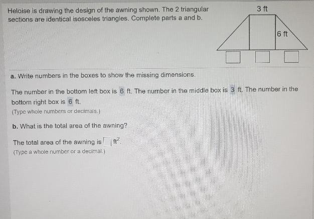 QueSUUl relp Heloise is drawing the design of the awning shown. The 2 triangular sections-example-2