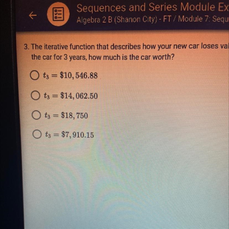 The iterative function that describes how your new car loses value over time is f-example-1