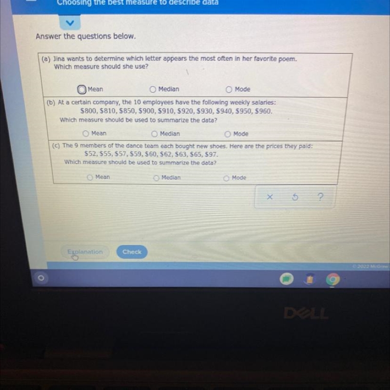 Answer the questions below.(a) Jina wants to determine which letter appears the most-example-1