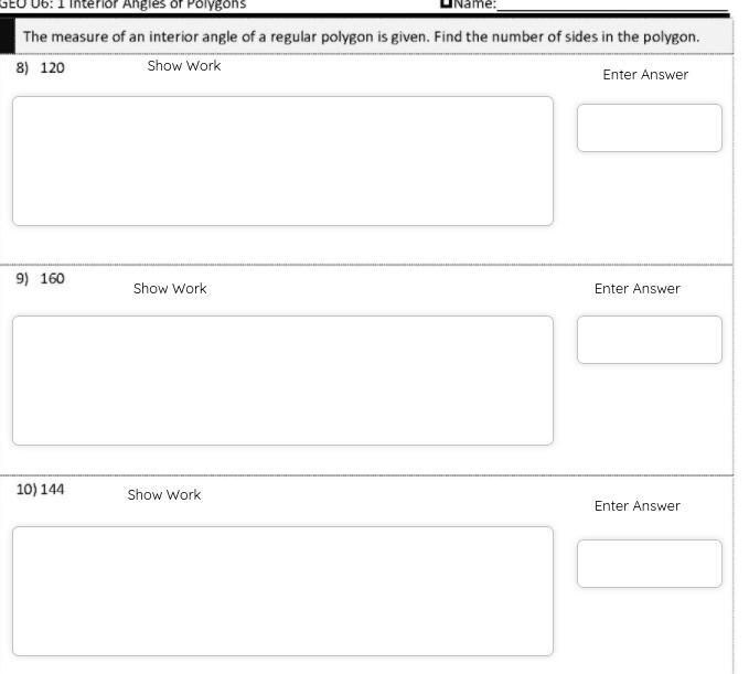 the measure of an interior angle of a regular polygon is given. find the number of-example-1