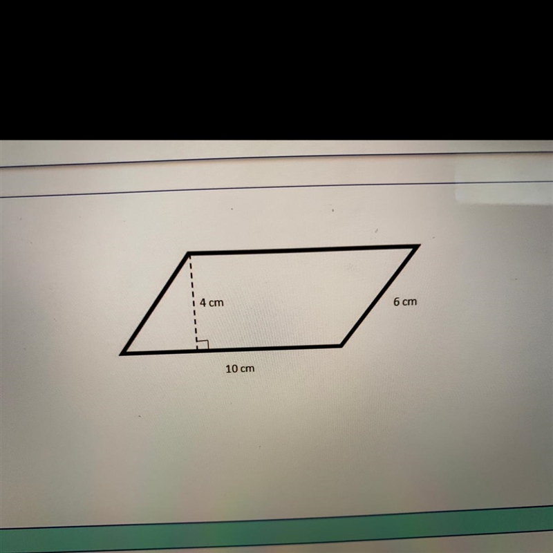 Find the area of this parallelogram. A) 20 B) 24 C) 40 D) 60-example-1