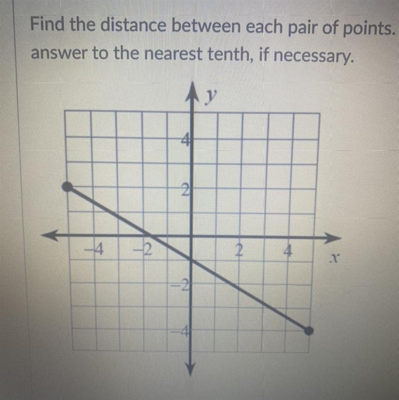 Find the distance between each pair of points. Round youranswer to the nearest tenth-example-1