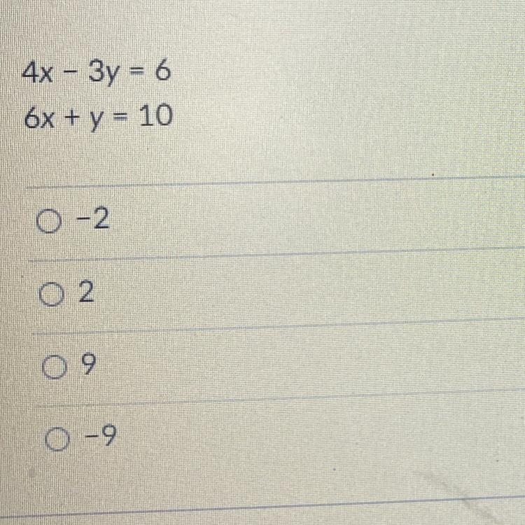 Suppose you chose to solve the following system of questions by multiplying the first-example-1