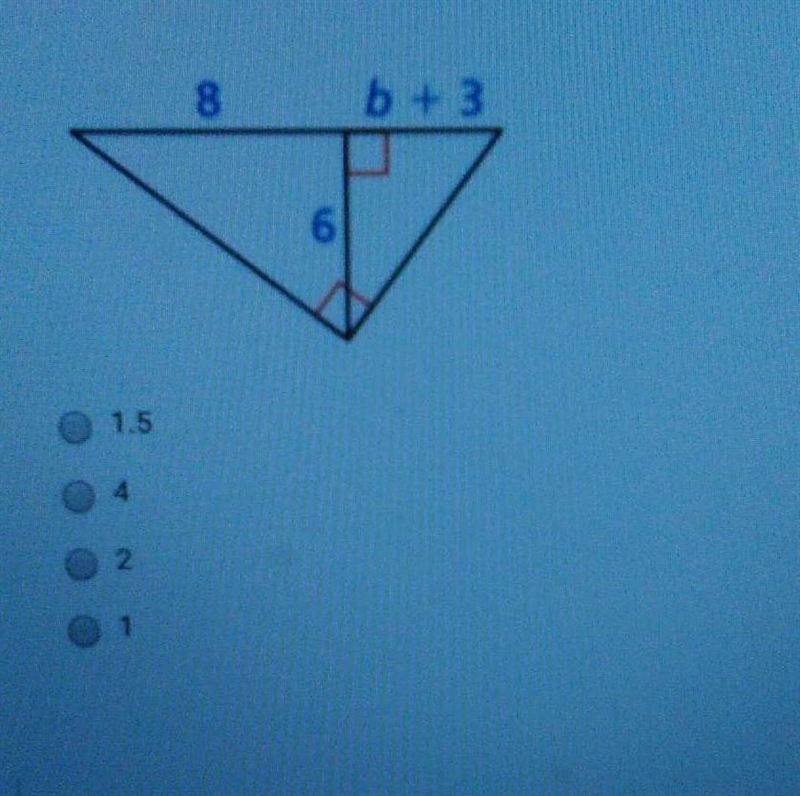 Solve for the variable. if necessary, round to the nearest tenth.a. 1.5b. 4c. 2d. 1-example-1