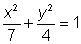 An ellipse has a vertex at (0, −7), a co-vertex at (4, 0), and a center at the origin-example-3