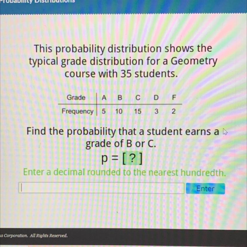 Please helpppp This probability distribution shows the typical grade distribution-example-1