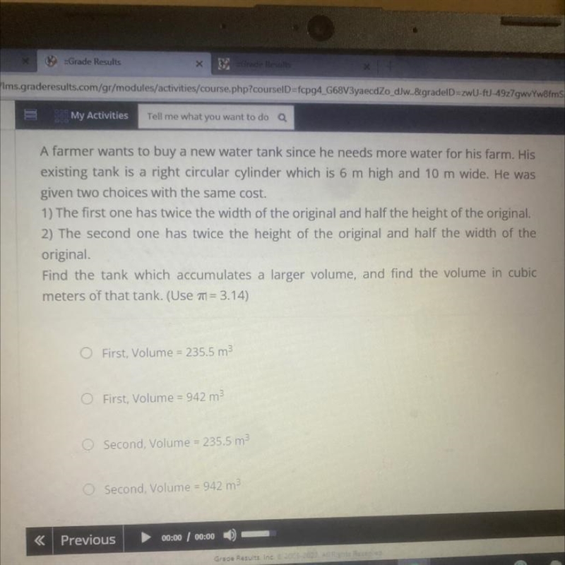 Find a thing with accumulate a larger volume and find the volume in cubic meters of-example-1