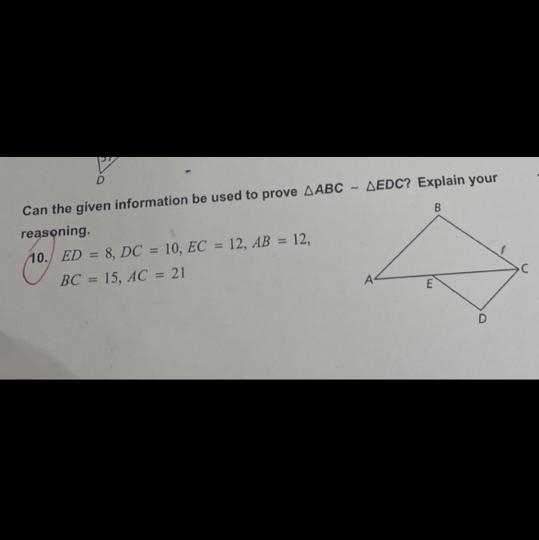 can the given information be used to prove triangle ABC is congruent to triangle EDC-example-1