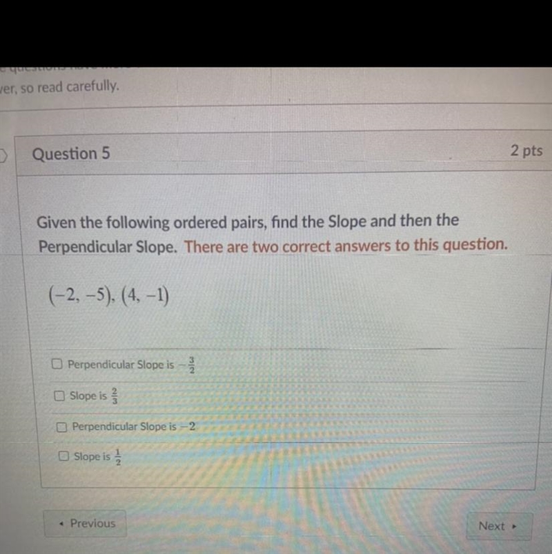 Given the following order parish find the slope and then the particular slope there-example-1