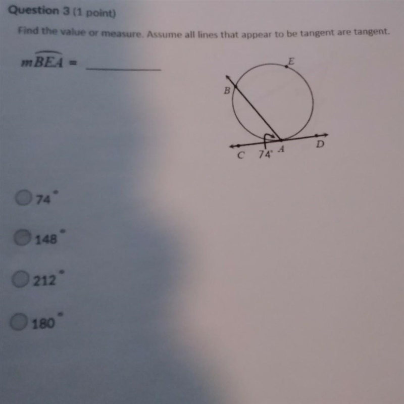 Find the value or measure. Assume all lines that appear to be tangent are tangent-example-1