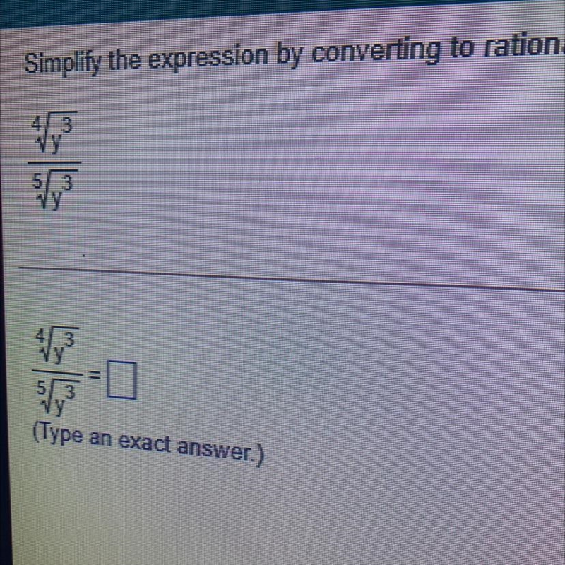 Not sure how to do this. Simplify the expression by converting to rational exponents-example-1